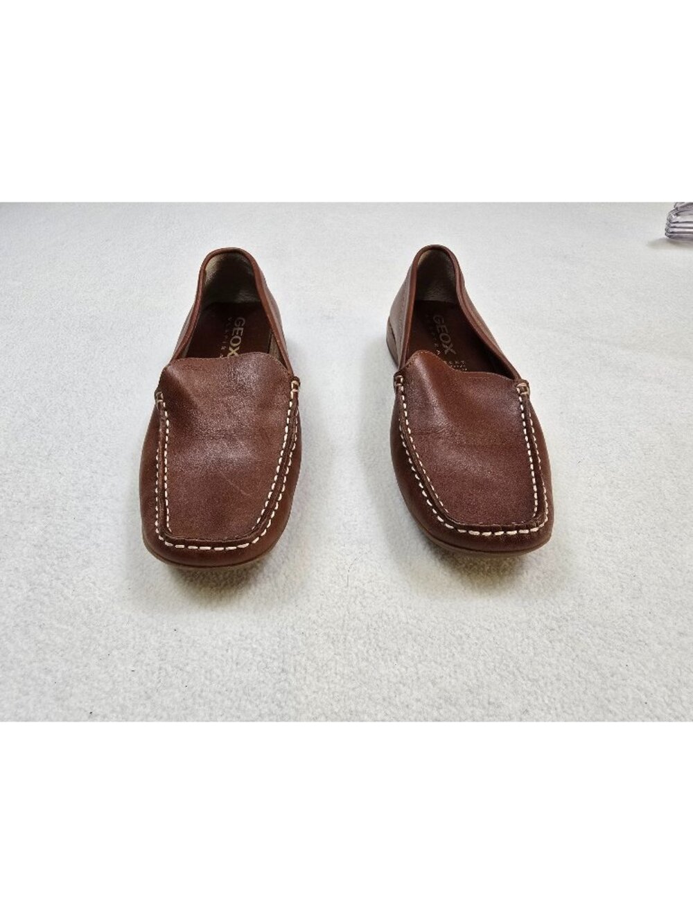 Geox Respira Brown Leather Slip On Loafers Size 36 Casual Comfort Shoes Womens